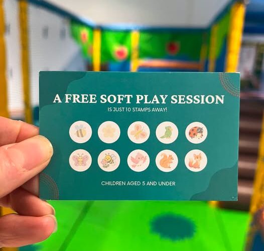May be an image of trampoline and text that says 'A FREE SOFT PLAY SESSION ISJUST 10 STAMPSAWAY! SJUST1OSTAMPSAWAY! STAMPS AWAY! 79 CHILDREN AGED CHILDRENAGEDSANDUNDER 5 AND UNDER'